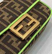 Fendi Mini Baguette Fabric Jacquard Green Hem Bag - 19x11x5cm - 3