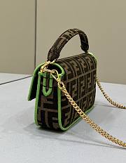 Fendi Mini Baguette Fabric Jacquard Green Hem Bag - 19x11x5cm - 4