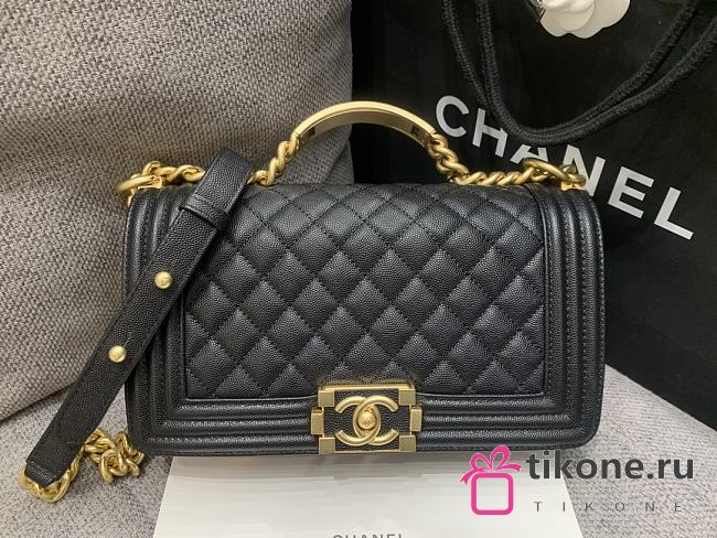 Chanel Boy Black Caviar Top Handles 25cm - 1