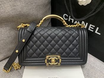 Chanel Boy Black Caviar Top Handles 25cm