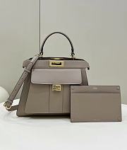 Fendi Pocket Peekaboo Grey Tote Shoulder Bag - 33.5x13x25.5cm - 1