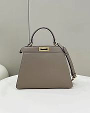 Fendi Pocket Peekaboo Grey Tote Shoulder Bag - 33.5x13x25.5cm - 5