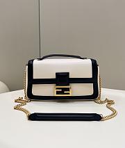 Fendi Mini Baguette Chain Black/White Nappa Bag - 19x11.4x5cm - 1