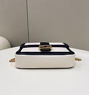 Fendi Mini Baguette Chain Black/White Nappa Bag - 19x11.4x5cm - 4