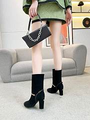 Chanel Black Velvet High Heels Boots - 3