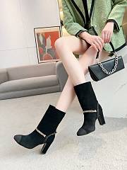 Chanel Black Velvet High Heels Boots - 2