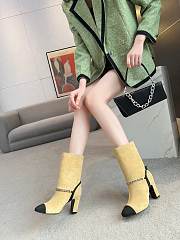 Chanel Beige Velvet High Heels Boots - 4