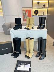 Chanel Long Black Velvet High Heels Boots - 5