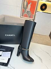 Chanel Long Black Leather High Heels Boots - 5