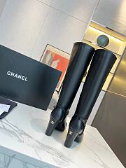 Chanel Long Black Leather High Heels Boots - 4