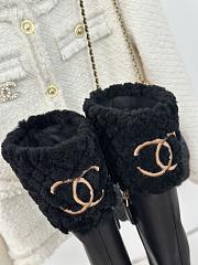 Chanel Long Black Boots Leather With Fur - 5