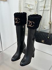 Chanel Long Black Boots Leather With Fur - 2