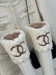 Chanel Long White Boots Leather With Fur - 4