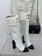 Chanel Long White Boots Leather With Fur - 2