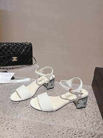 Chanel White Leather With Diamond Sole Sandals