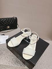 Chanel White Leather With Diamond Sole Sandals - 5