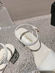 Chanel White Leather With Diamond Sole Sandals - 4