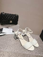 Chanel White Leather With Diamond Sole Sandals - 3