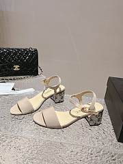 Chanel Beige Leather With Diamond Sole Sandals - 1