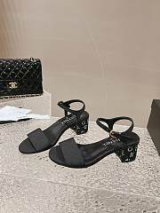 Chanel Black Leather With Diamond Sole Sandals - 1