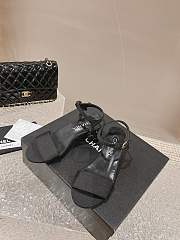 Chanel Black Leather With Diamond Sole Sandals - 4