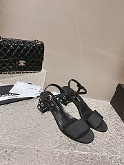 Chanel Black Leather With Diamond Sole Sandals - 2