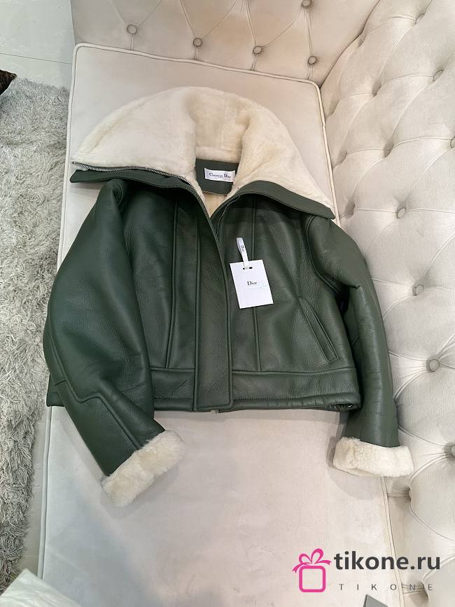 Dior Green Leather Biker Jacket - 1