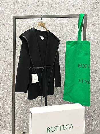 Bottega Veneta Leather-trim Hooded Wool-blend Wrap Coat