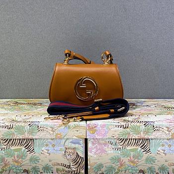 Gucci Orange Blondie Textured Canvas Bag - 22x13x5.5cm