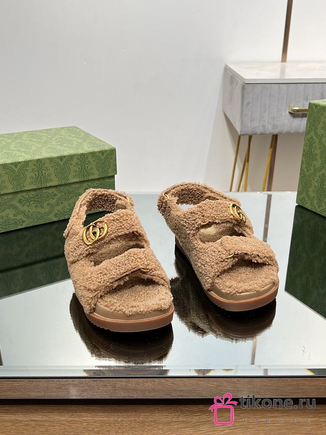 Gucci Brown Wool Sandals - 1