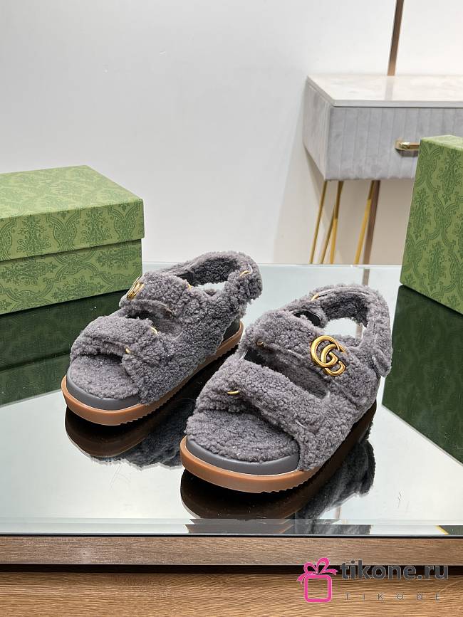 Gucci Grey Wool Sandals - 1