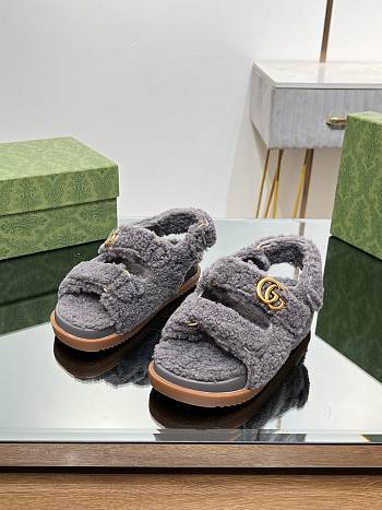 Gucci Grey Wool Sandals