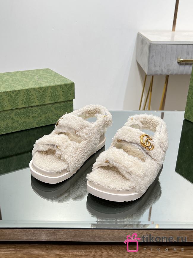 Gucci White Wool Sandals - 1