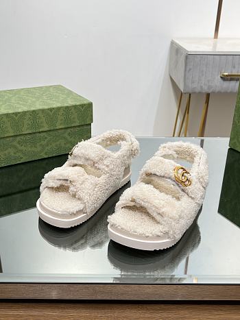 Gucci White Wool Sandals