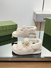 Gucci White Wool Sandals - 4