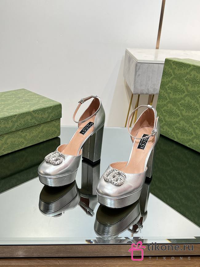 Gucci Silver Double G Platform Pumps - 1