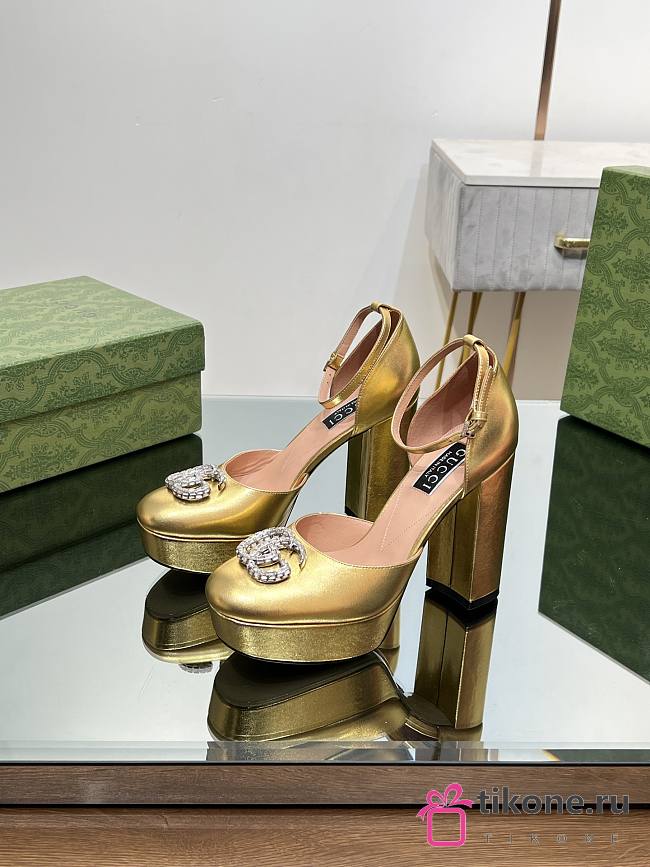 Gucci Gold Double G Platform Pumps - 1