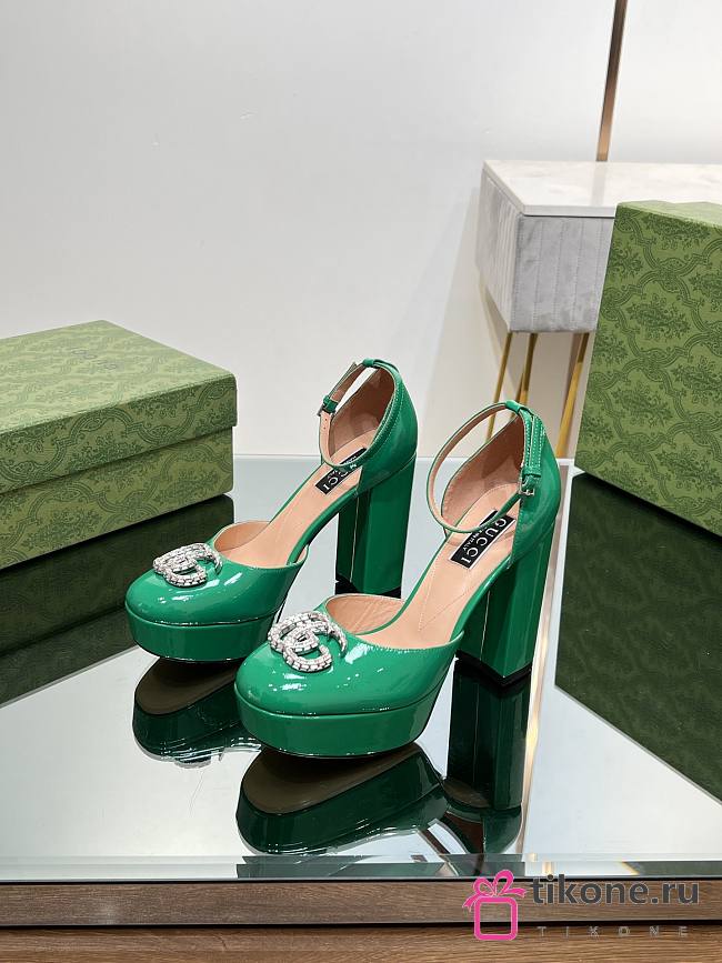 Gucci Green Double G Platform Pumps - 1