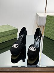 Gucci Black Velvet Double G Platform Pumps - 1