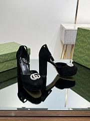 Gucci Black Velvet Double G Platform Pumps - 5