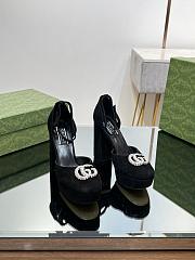 Gucci Black Velvet Double G Platform Pumps - 4