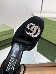 Gucci Black Velvet Double G Platform Pumps - 3