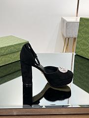 Gucci Black Velvet Double G Platform Pumps - 2