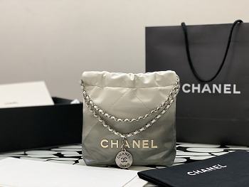 Chanel Metallic Calfskin White/Grey Tote - 23x18.5x6cm