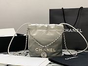 Chanel Metallic Calfskin White/Grey Tote - 23x18.5x6cm - 5