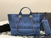 Chanel Blue Caro Deauville Shopping Bag - 38x30x22cm - 4