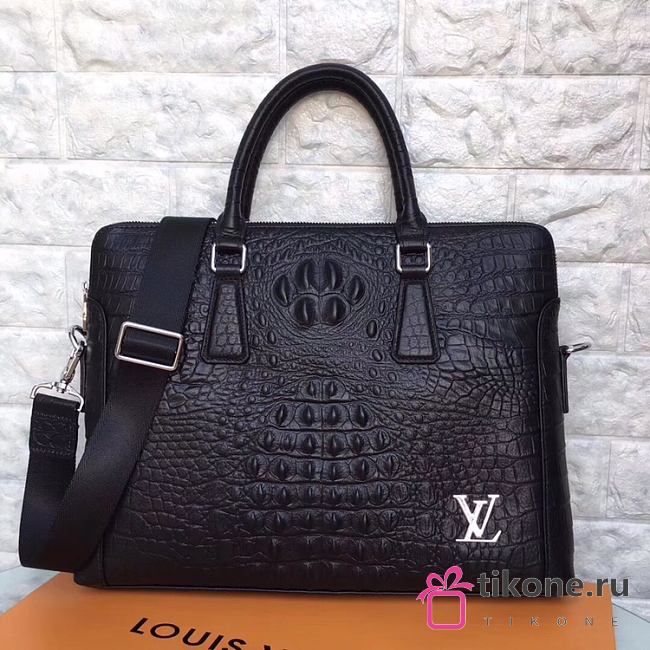 Louis Vuitton Black Crocodile Leather Bag 39cm - 1