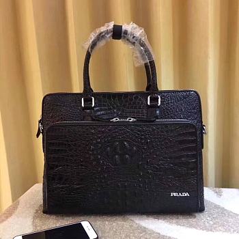 Prada Black Crocodile Leather Bag - 39x29x7cm