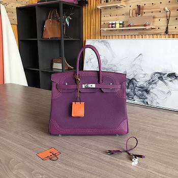 Hermes Purple Birkin Gold Tone Handbag 35cm