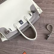 Hermes Grey/ White Birkin Gold Tone Handbag 35cm - 4